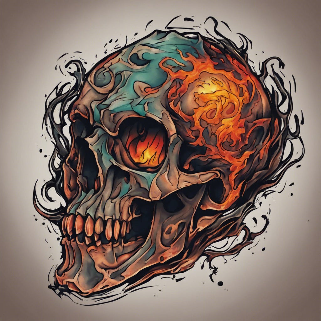 Fire Skull - BU Brand T-shirt Spandex/Polyester Blend image 2