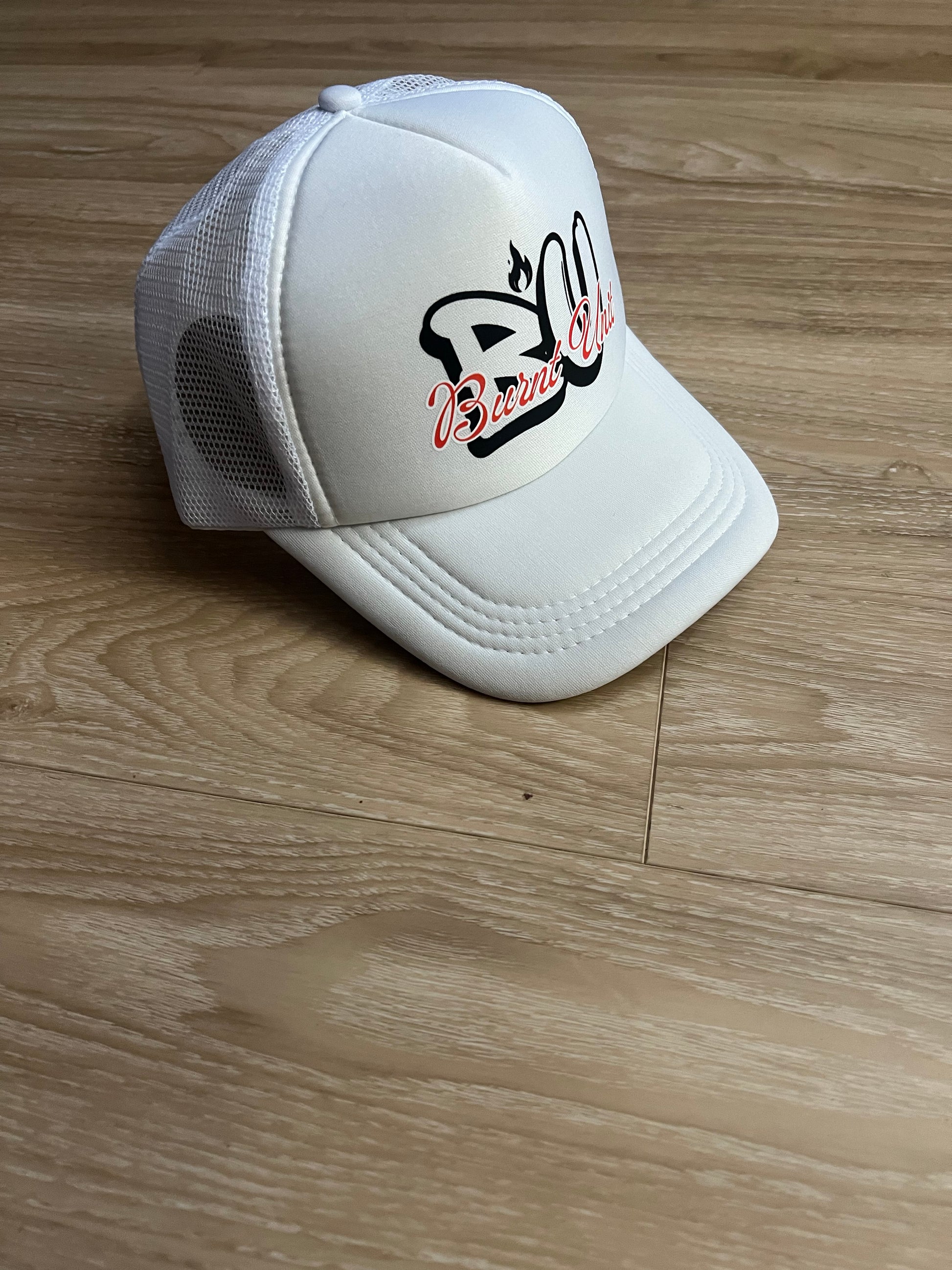 White Printed BU Burnt Unit - BU Brand Baseball Hat image 3