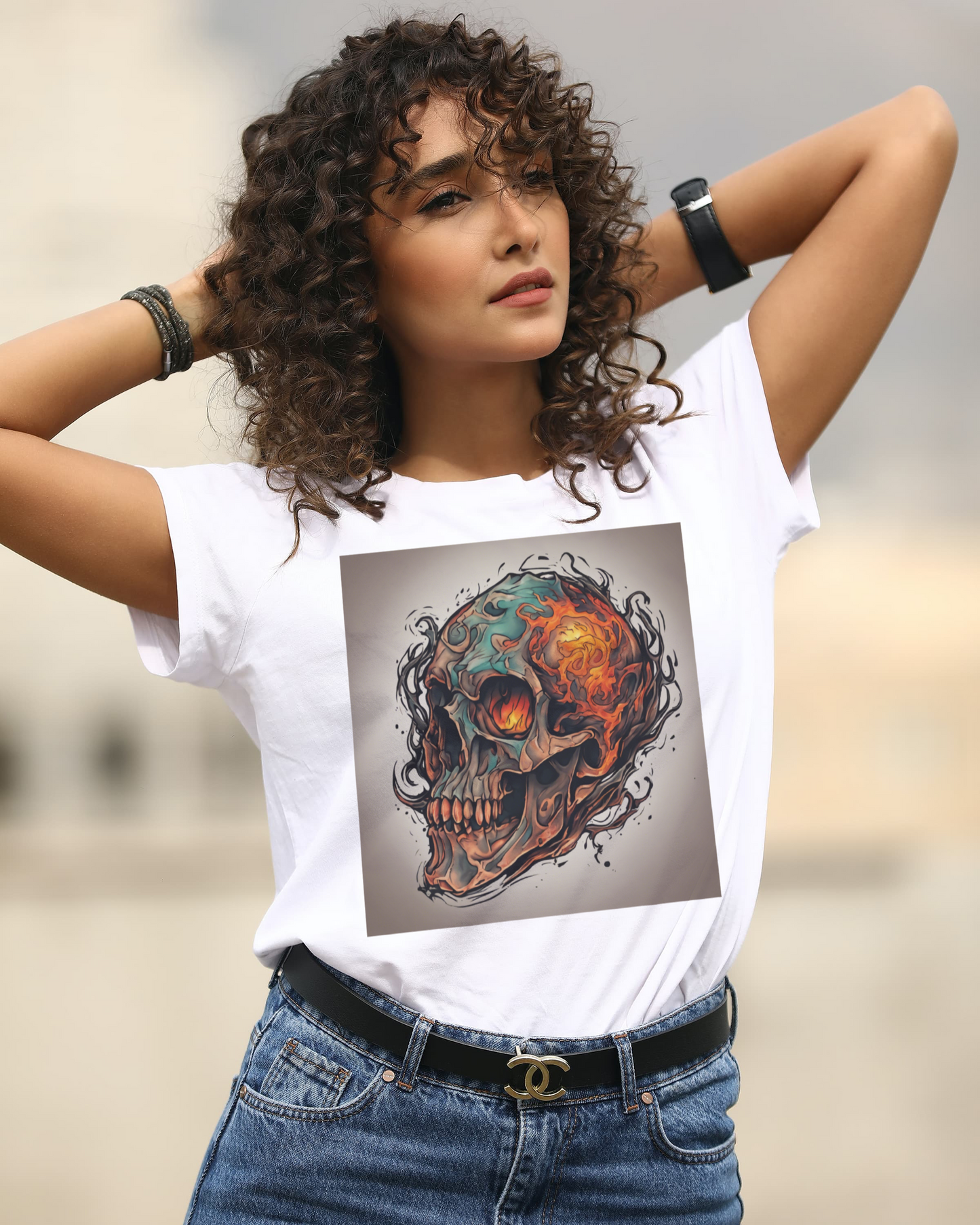 Fire Skull - BU Brand T-shirt Spandex/Polyester Blend image 1